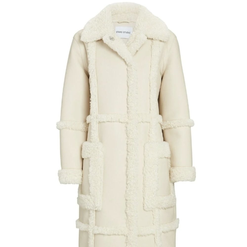 Patrice Faux Shearling-Trimmed Coat (36)